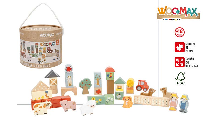 Brinquedo bloco puzzle madeira 36pcs +18m ref.33069 1