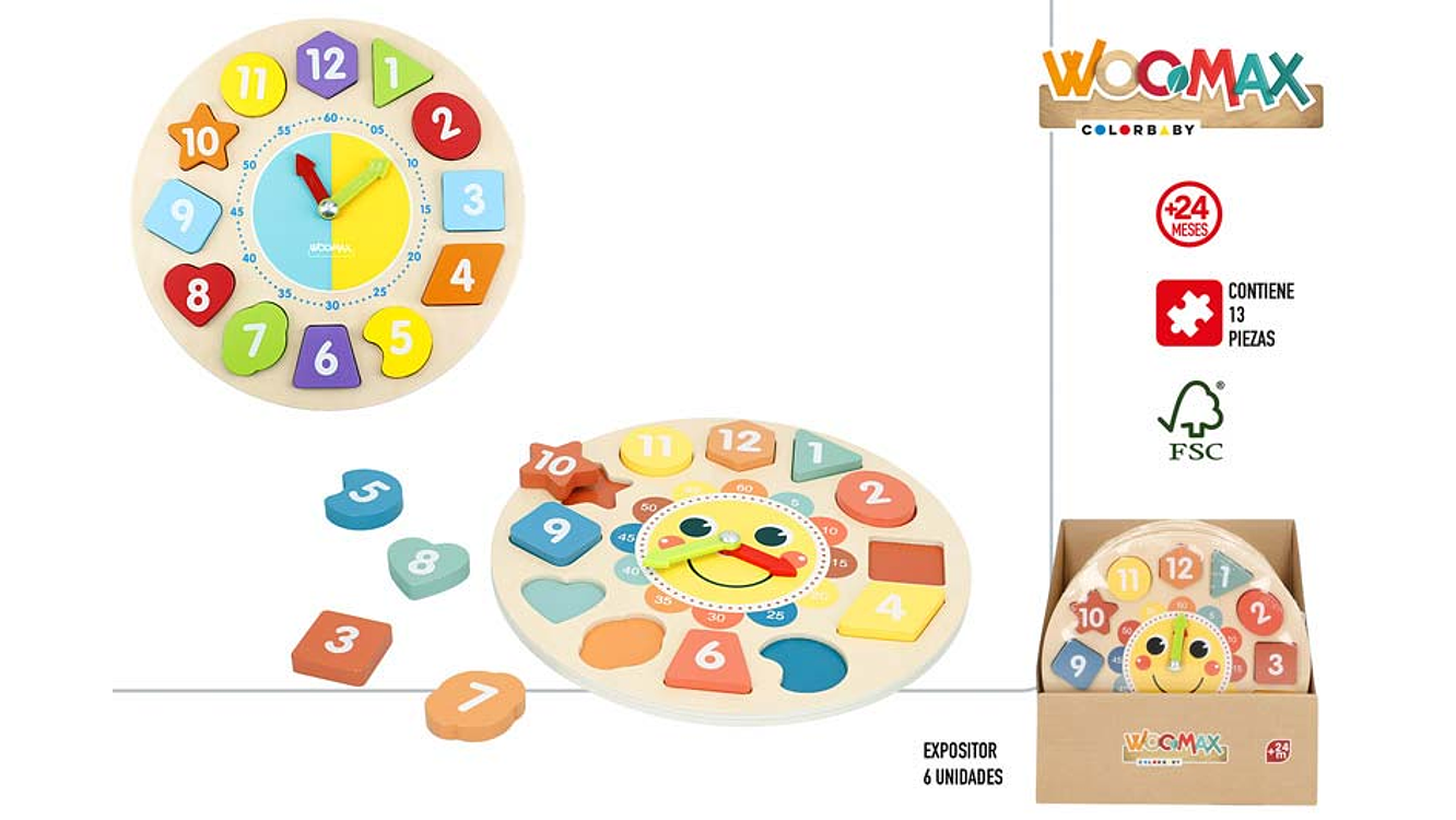 Brinquedo relogio madeira +24m ref.33073 1