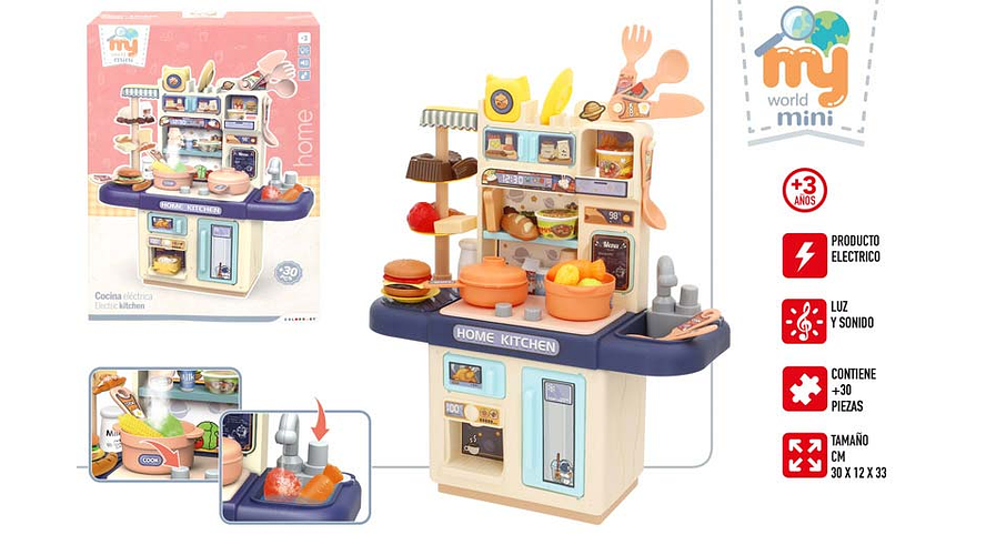 Brinquedo cozinha 30pcs +3a 30x12x33cm ref.39571 1