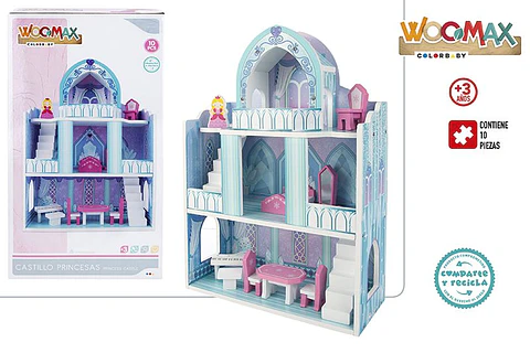 Brinquedo casa madeira 10pcs +3A 37x15x53cm ref.49314