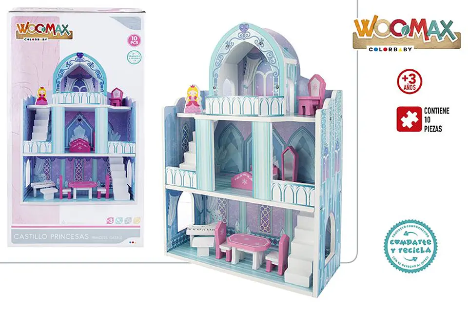 Brinquedo casa madeira 10pcs +3A 37x15x53cm ref.49314 1