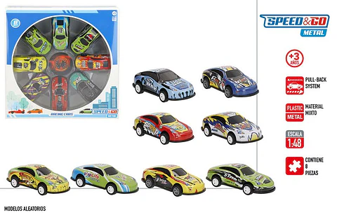 Brinquedo mini carro 8pcs +3A ref.49868