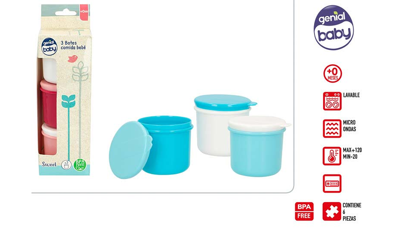 Pote plastico para comida bebe 3pcs +0m 1