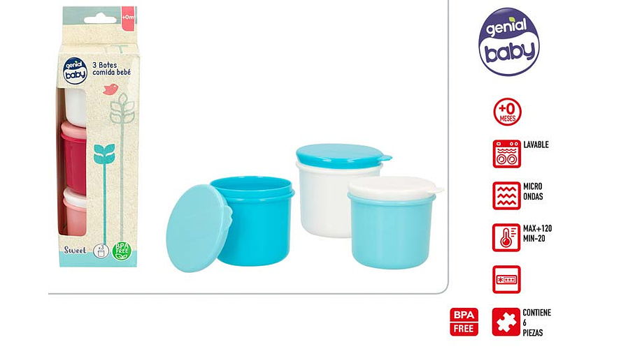 Pote plastico para comida bebe 3pcs +0m 1