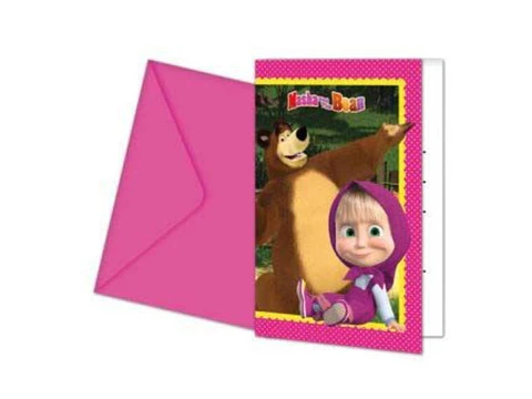 Festa Masha cartão de convite 6pcs