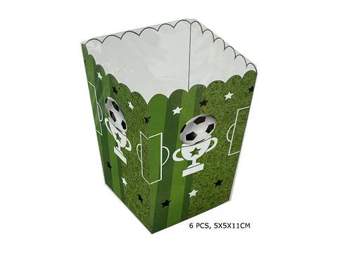 Festa Futebol verde caixa de pipocas 6pcs 5x5x11cm