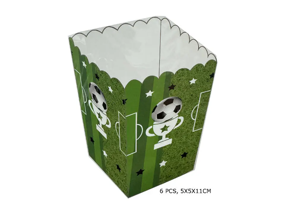 Festa Futebol verde caixa de pipocas 6pcs 5x5x11cm 1
