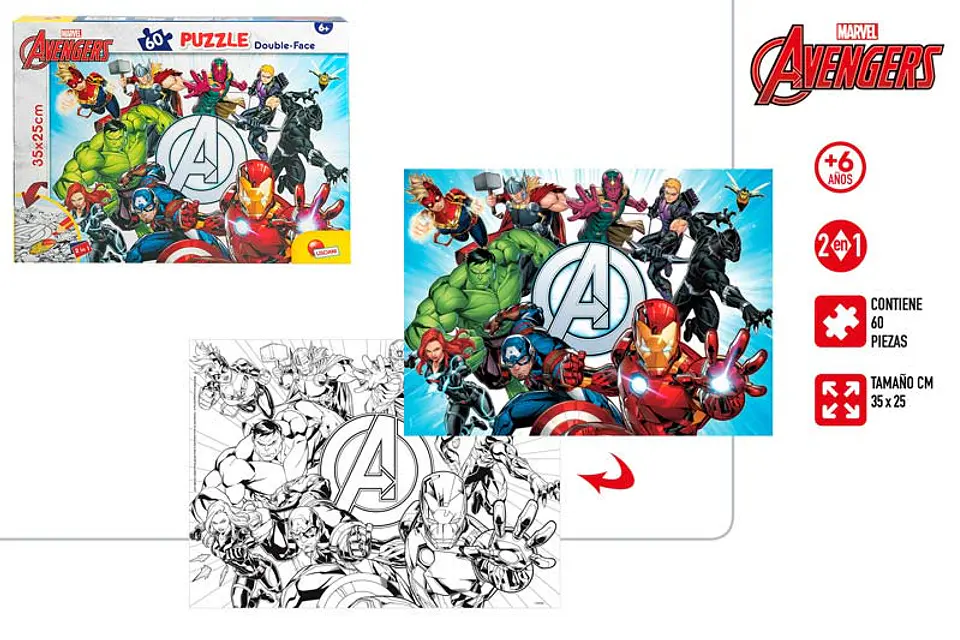 Puzzle Avengers 60pcs 35x25cm +6A ref.99658 ref.47220 1