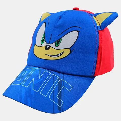 Boné Sonic 3D tamanho ajustável para crianças entre 3-6 anos