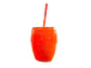Copo plástico com palinha para água ou sumo 600ml 14x7cm com figura laranja - Thumbnail 2