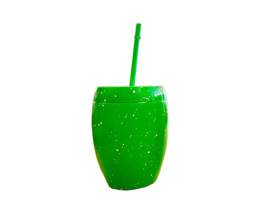 Copo plástico com palinha para água ou sumo 600ml 14x7cm com figura lima 2