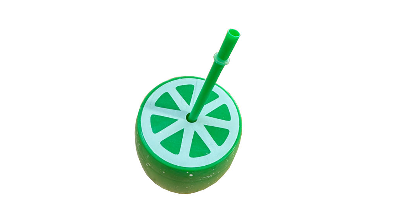 Copo com palinha para água ou sumo 600ml 14x7cm com figura lima 1