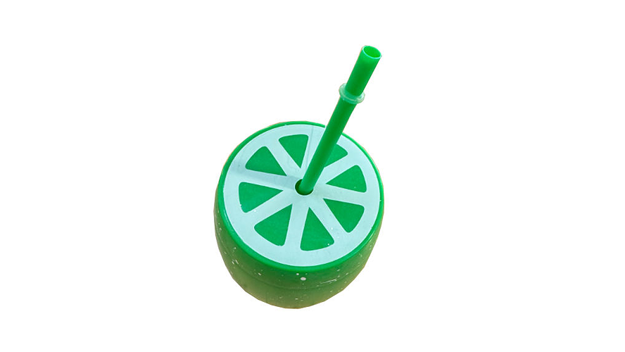 Copo com palinha para água ou sumo 600ml 14x7cm com figura lima 1