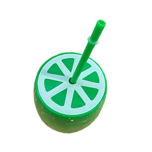 Copo com palinha para água ou sumo 600ml 14x7cm com figura lima