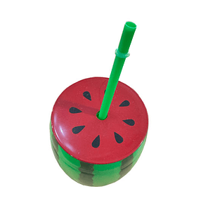 Copo com palinha para água ou sumo 600ml 14x7cm com figura melancia