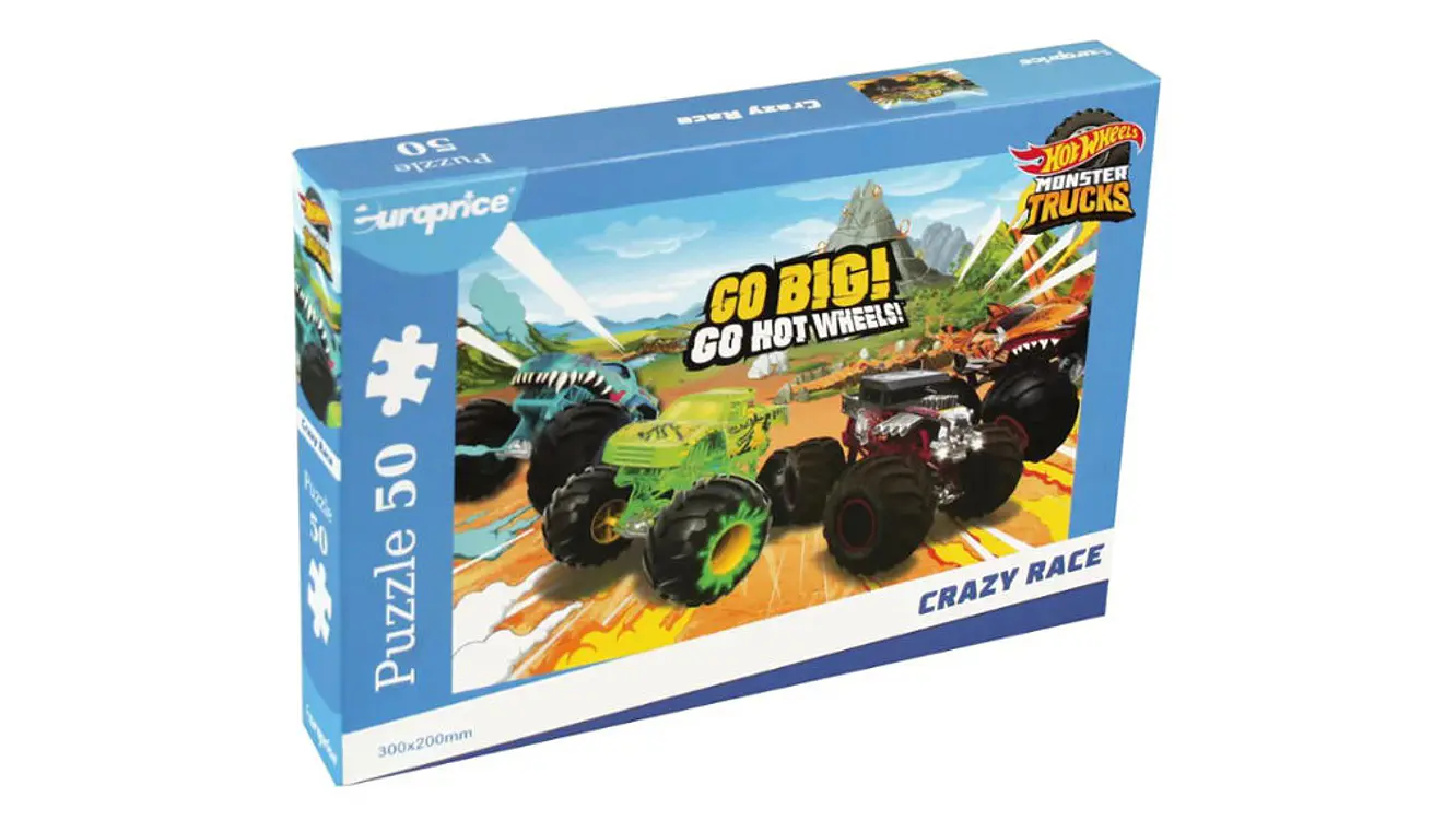 Puzzle Hot Wheels 50pcs Monster Trucks Crazy Race +3A 1