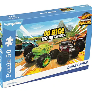 Puzzle Hot Wheels 50pcs Monster Trucks Crazy Race +3A