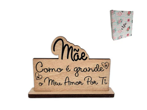 Placa Madeira para a Mãe 10x7x2cm