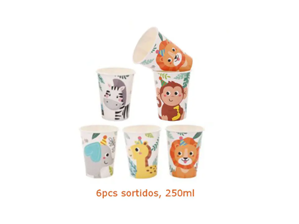 Festa Animais copo de papel 6pcs 250ml 1