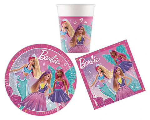 Conjunto de festa Aniversário Barbie 36 peças para 8 Pessoas