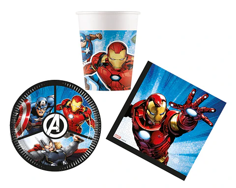 Conjunto de festa Aniversário Avengers 36 peças para 8 Pessoas