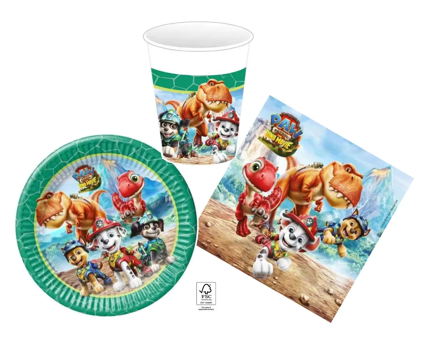 Conjunto de festa Aniversário Paw Patrol Dinossauros 36 peças para 8 Pessoas 1