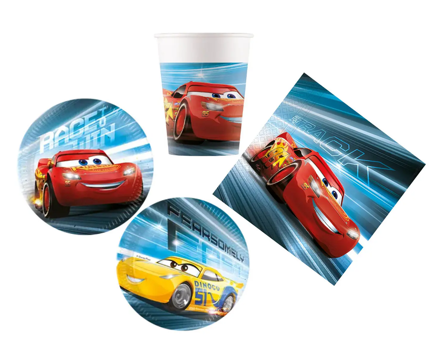 Conjunto de festa Aniversário do tema Cars , 36 peças para 8 Pessoas 1