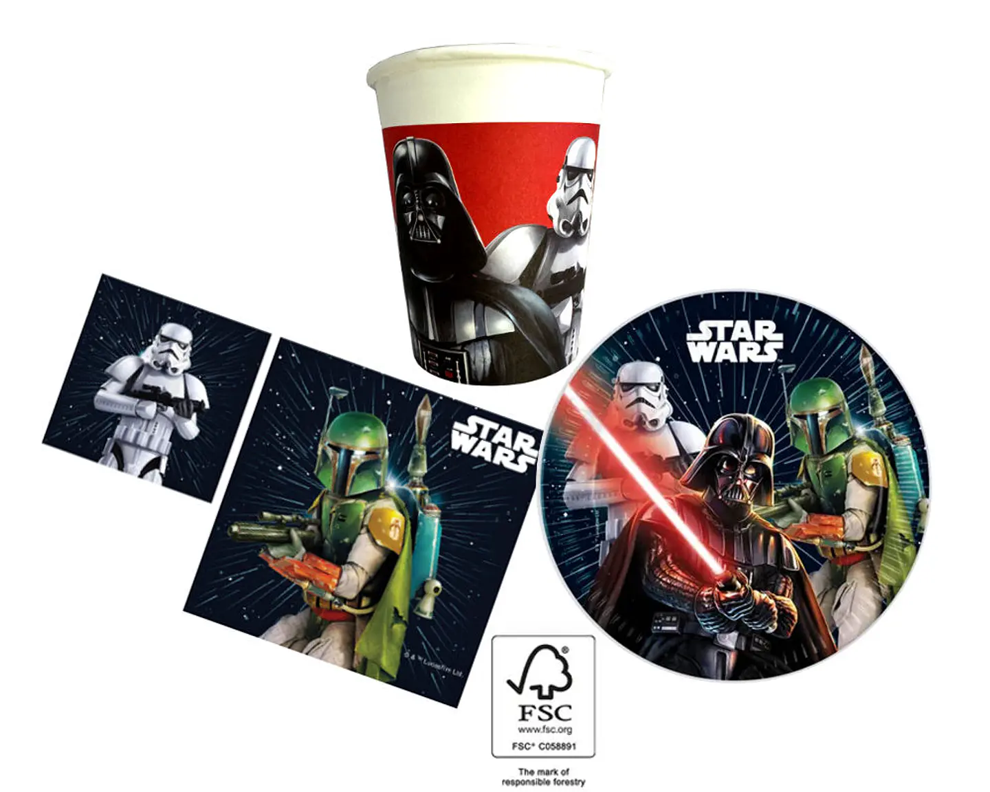 Conjunto de festa Aniversário Star Wars 36 peças para 8 Pessoas 1