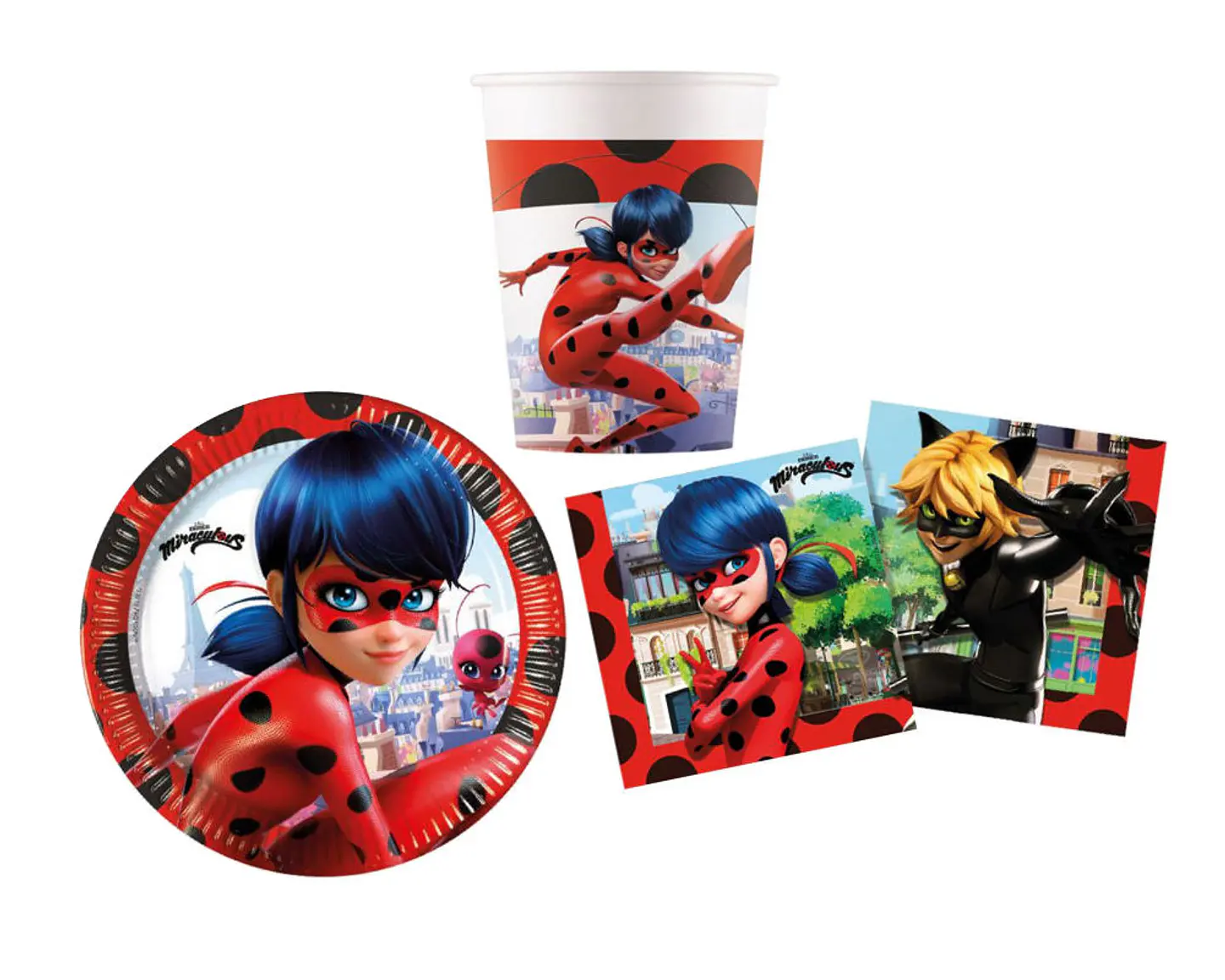 Conjunto de festa Aniversário LadyBug 36 peças para 8 Pessoas 1