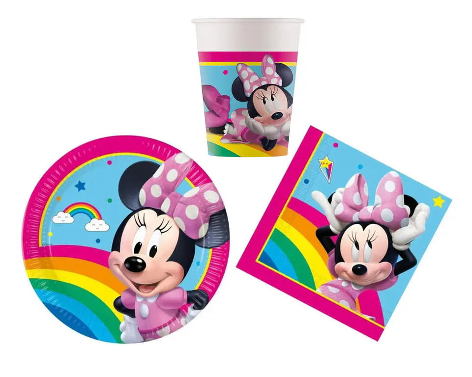 Conjunto de festa Aniversário Minnie Azul 36 peças para 8 Pessoas 1