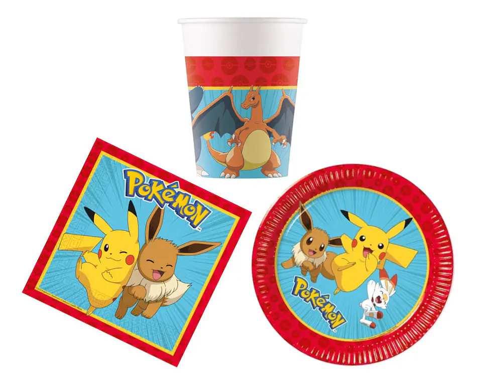 Conjunto de festa Aniversário Pokemon 36 peças para 8 Pessoas 1