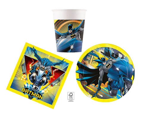 Conjunto de festa Aniversário Batman 36 peças para 8 Pessoas