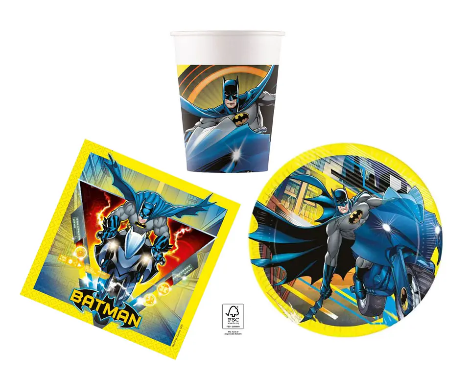 Conjunto de festa Aniversário Batman 36 peças para 8 Pessoas 1