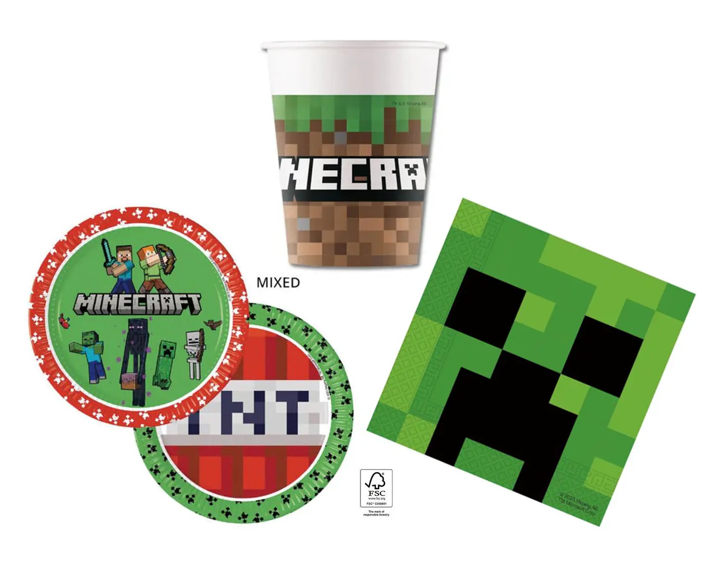 Conjunto de festa Aniversário Minecraft 36 peças para 8 Pessoas 1