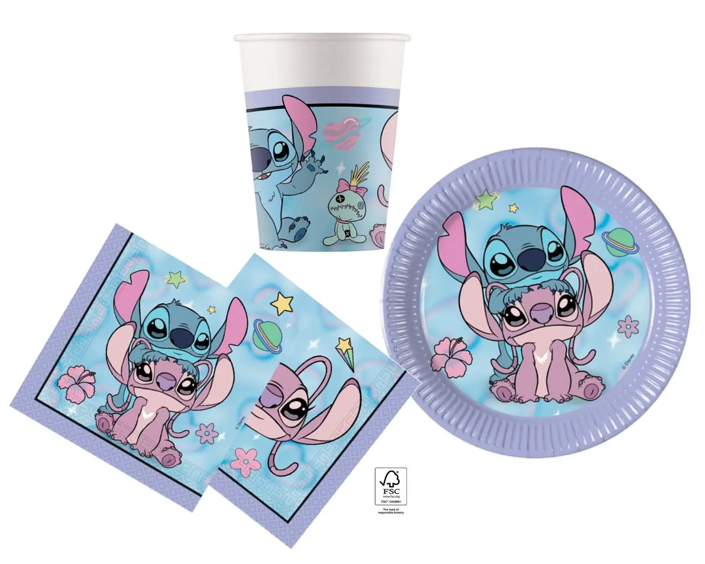 Conjunto de festa Aniversário Stitch Menina 36 peças para 8 Pessoas 1