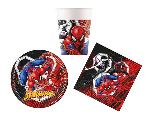 Conjunto de festa Aniversário Homem Aranha 36 peças para 8 Pessoas