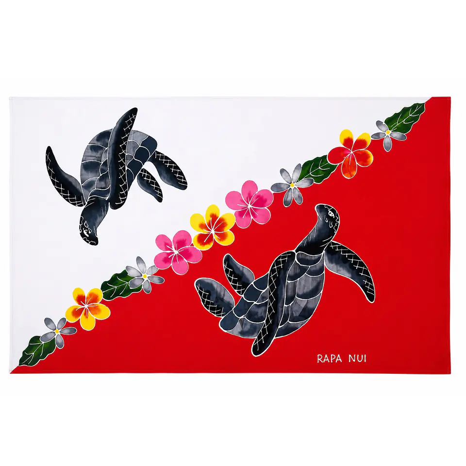 Pareo Tropical Pintado a Mano (Colección Nusa) Blanco y rojo 1