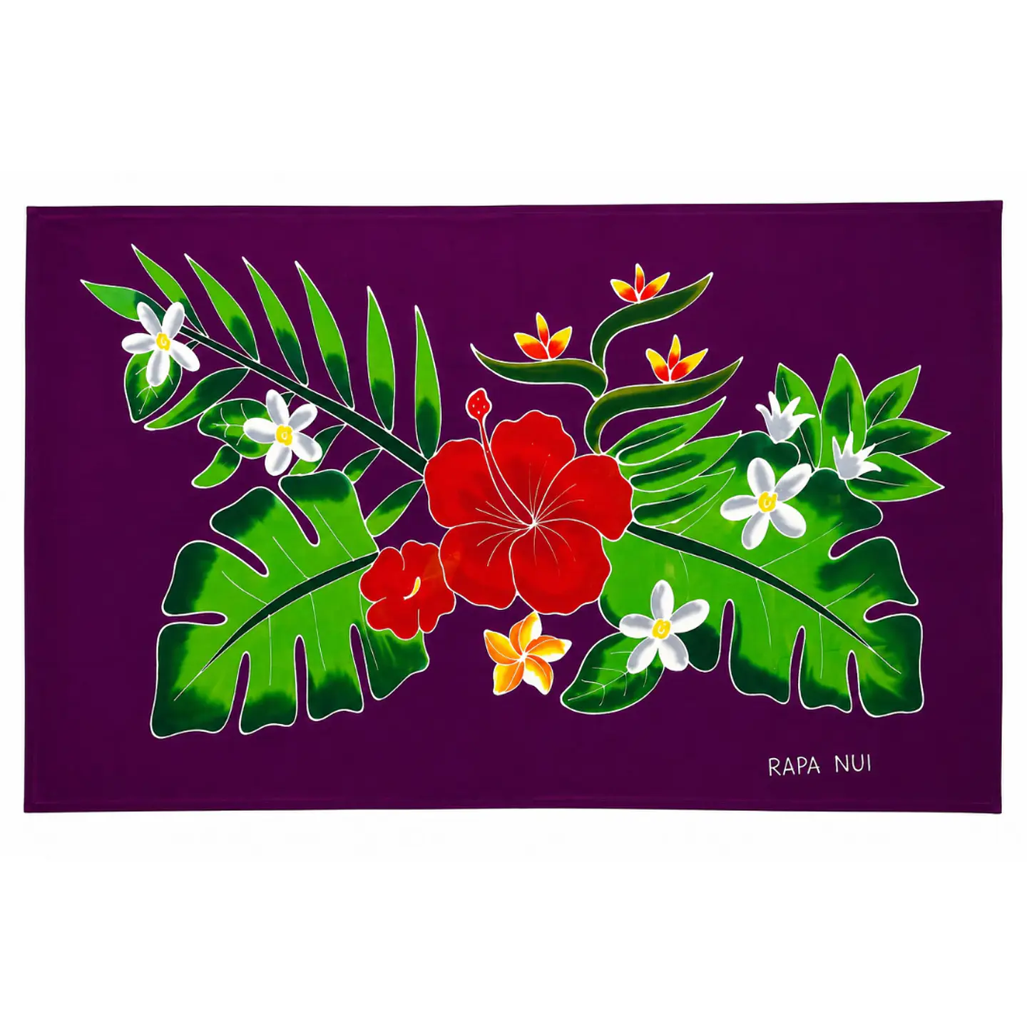 Pareo Tropical Pintado a Mano Botanico morado 1