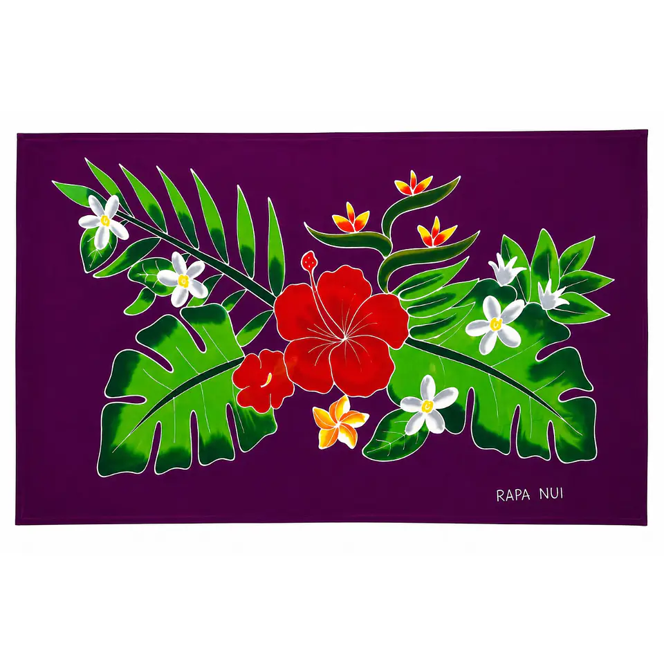Pareo Tropical Pintado a Mano Botanico morado 1