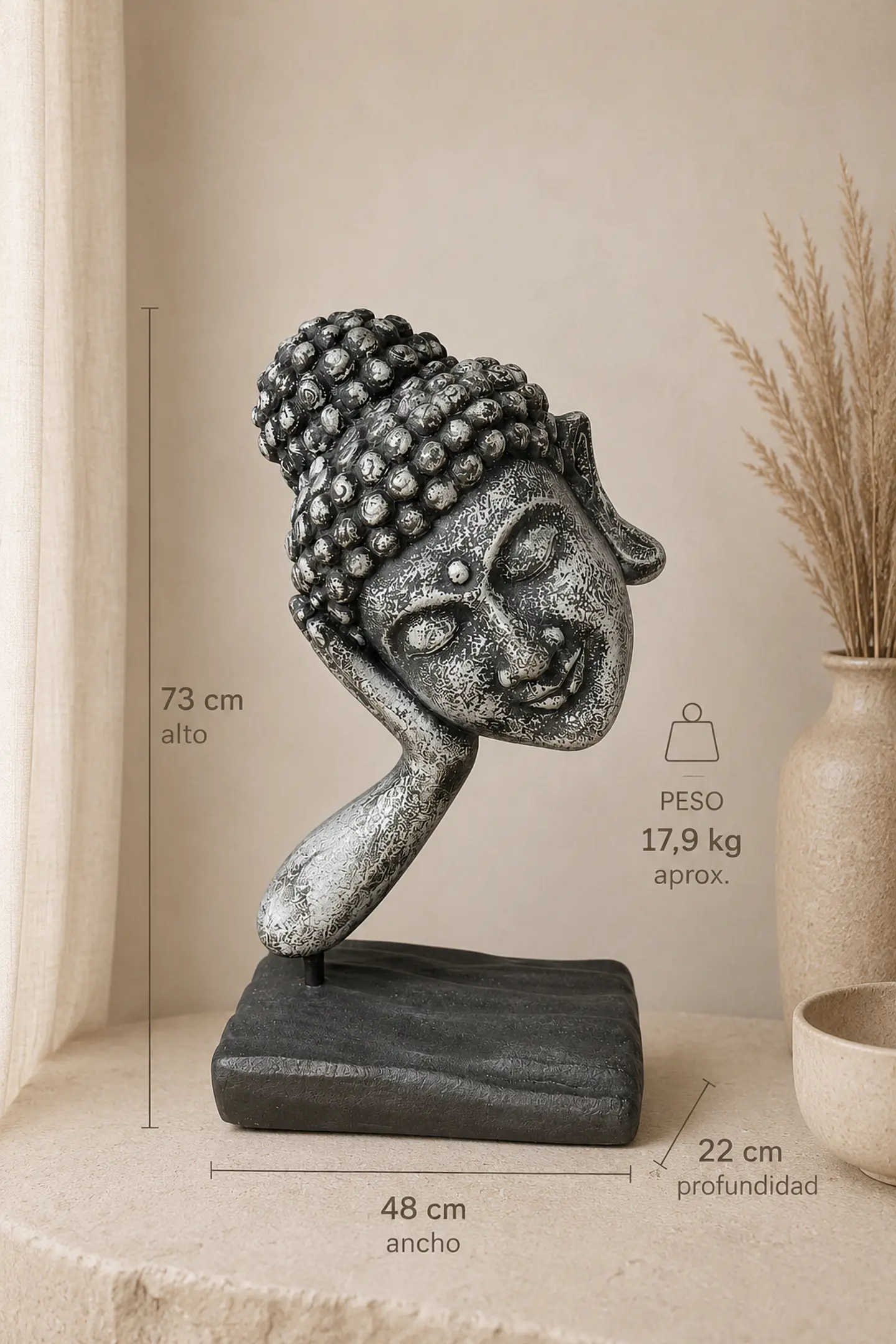 Testa Buda contemplativo Escultórico 2