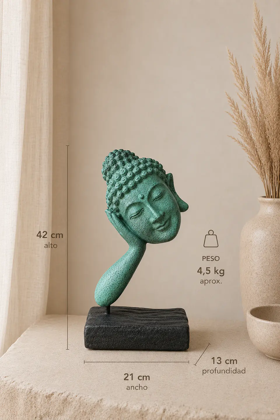 Testa Buda contemplativo Escultórico Ubud 2