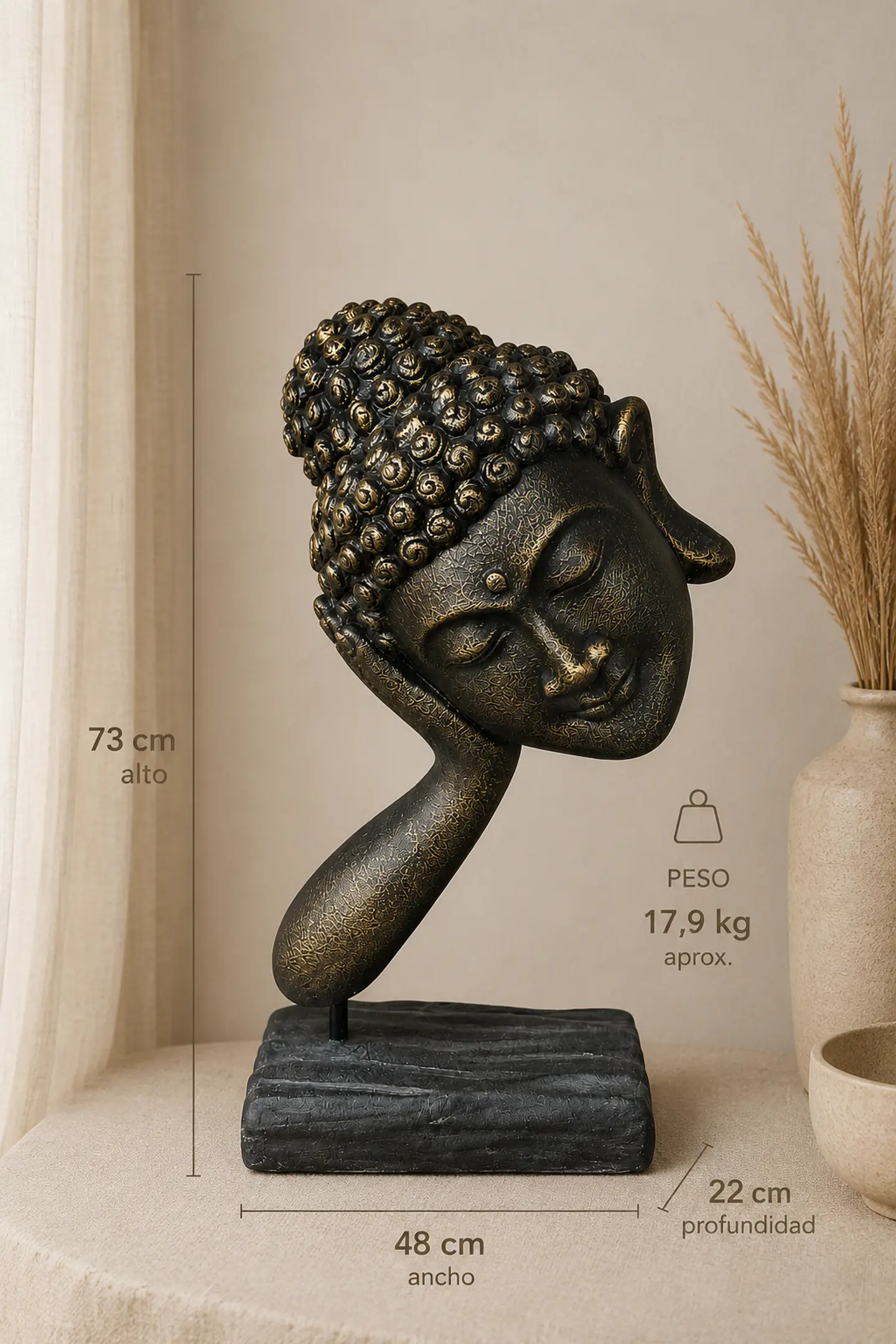 Testa Buda contemplativo AURA - formato escultórico  2