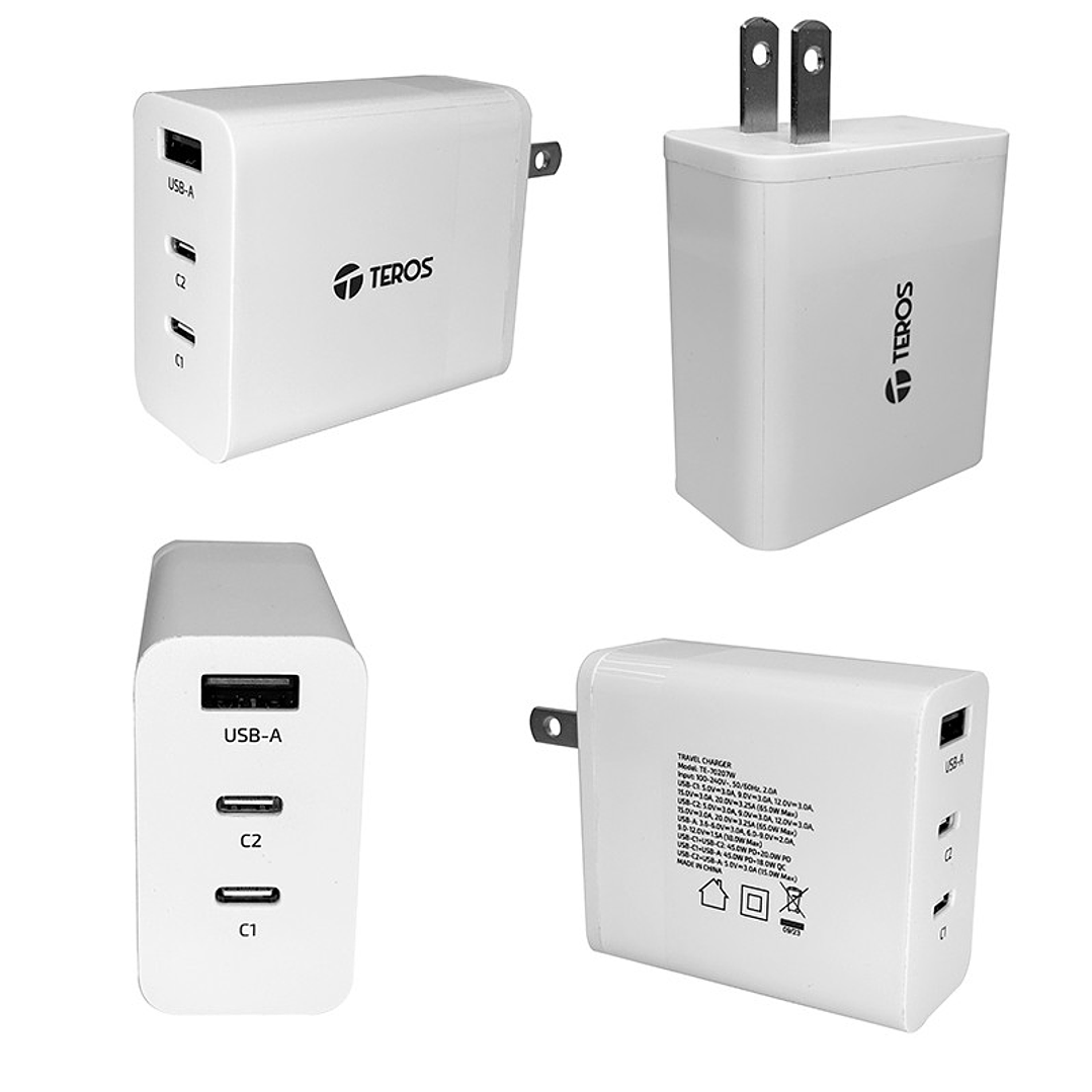 Adaptador de Corriente Teros TE-70207W GaN PD 65W Blanco 2
