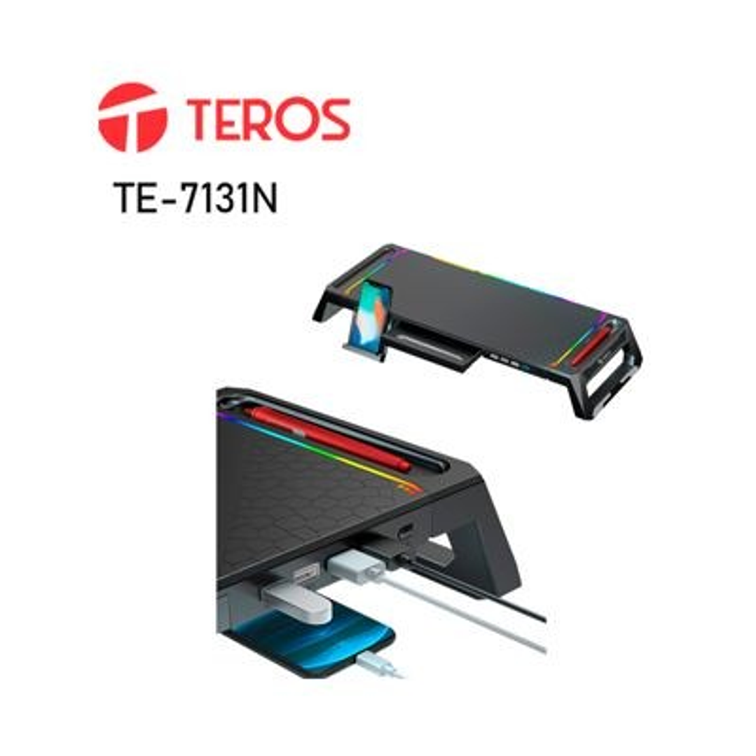Base Soporte Teros TE-7131N para Monitor Multiproposito Stand RGB USB 3.0 2