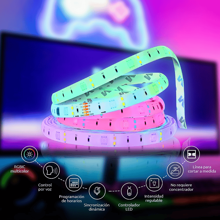 Cinta LED inteligente Wi-Fi RGBIC de 5m  5