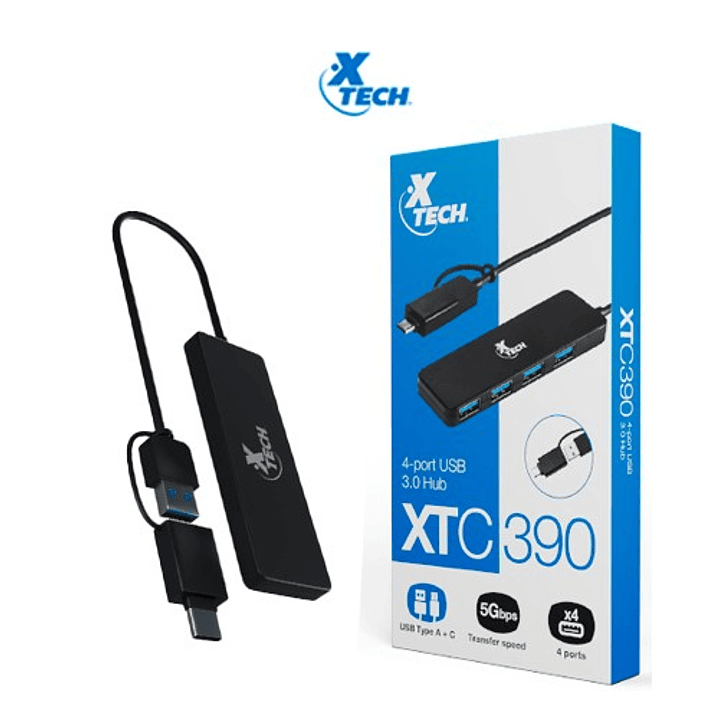 Concentrador Xtech XTC390 de 4 puertos USB 3.0 1