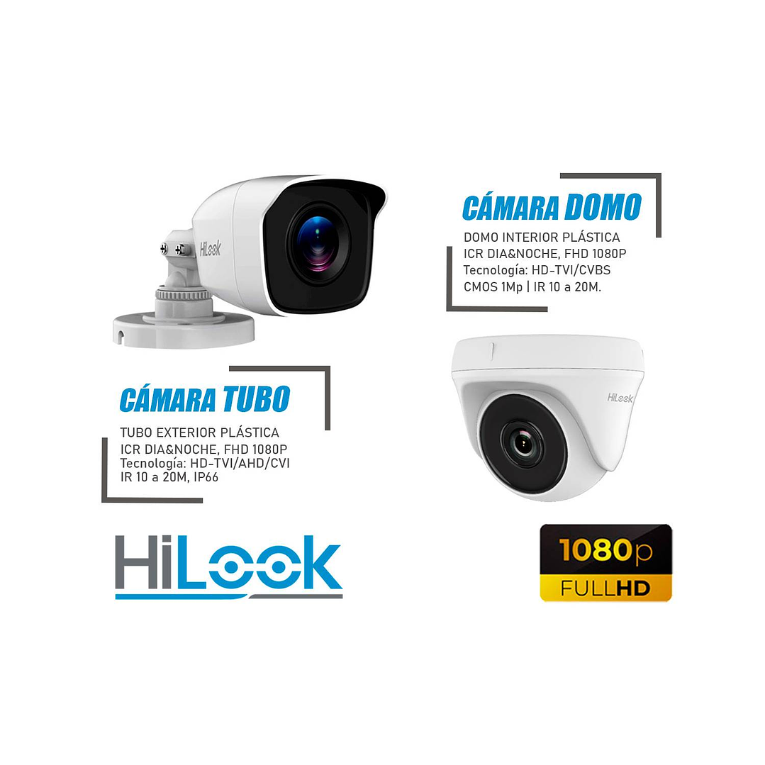 CÁMARAS SEGURIDAD HILOOK KIT 2 FULL HD 1080P + DISCO 1TB 2