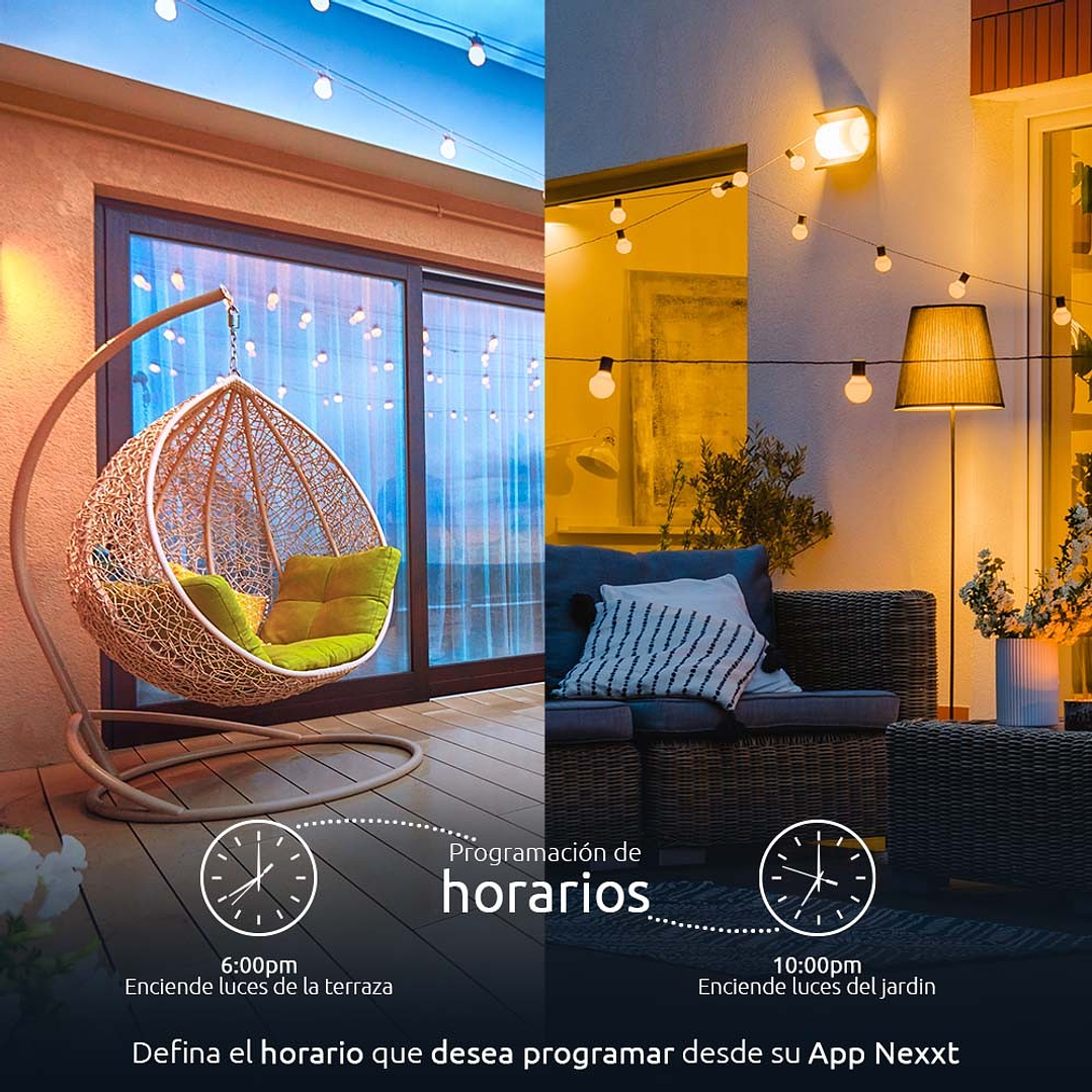 Enchufe externo inteligente wifi Nexxt NHP-O610 220V  2 tomacorrientes 4