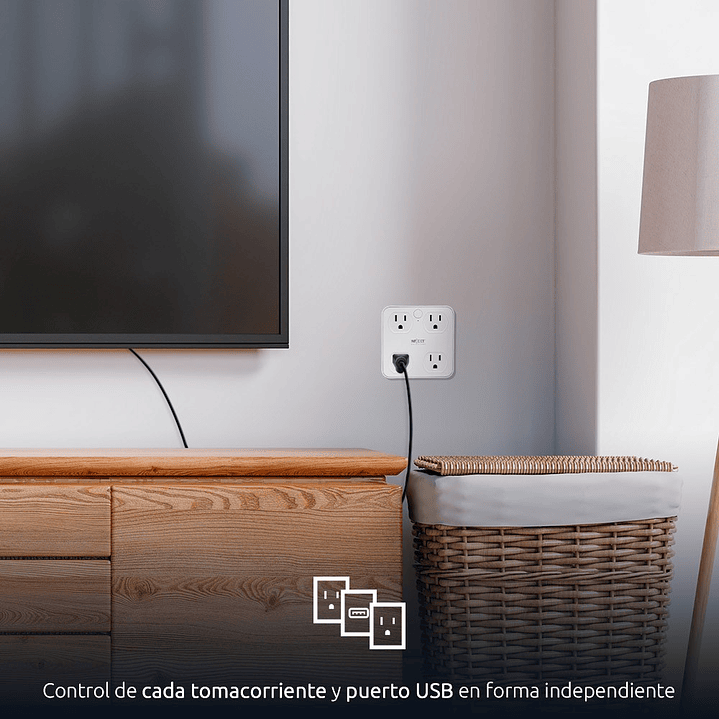 Enchufe inteligente Wi-Fi Cuatro salidas con USB para carga 3