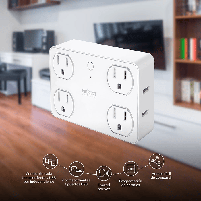 Enchufe inteligente Wi-Fi Cuatro salidas con USB para carga 2